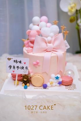 1027CAKE | 翻糖蝴蝶结  粉色系 小熊