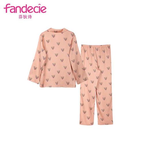 芬狄诗薄款潮趣印花睡衣套装女长袖V领开衫舒适家居服FL00256 商品图1