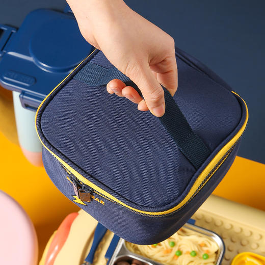 【品牌直发】【杯具熊方形饭盒】儿童餐盒宝宝辅食碗勺套装 防摔吸盘隔热316不锈钢饭盒420ml 商品图4