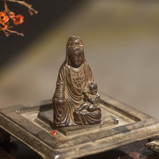 清 紫檀雕童子观音摆件 商品图4