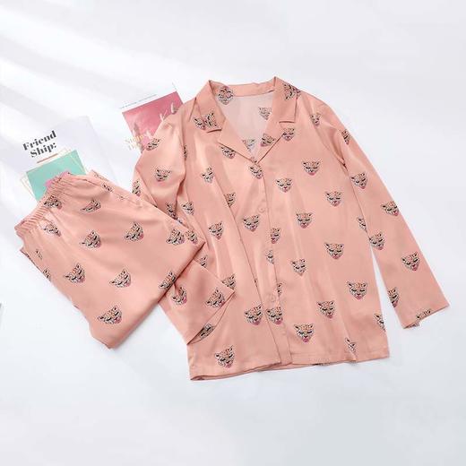 芬狄诗薄款潮趣印花睡衣套装女长袖V领开衫舒适家居服FL00256 商品图2