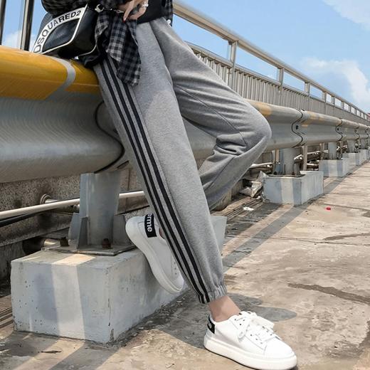 【时尚休闲 舒适显瘦】春秋季孕妇裤纯棉托腹条纹阔腿束脚裤长裤网红运动裤九分裤子 商品图3