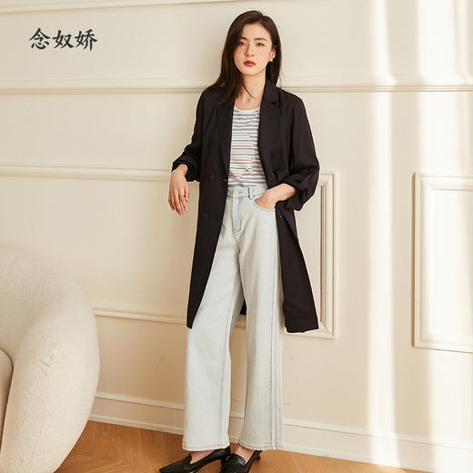 【商场同款】CNG2387 风衣中长款 百搭时尚优雅感系腰带  醋酸西服版风衣 商品图5