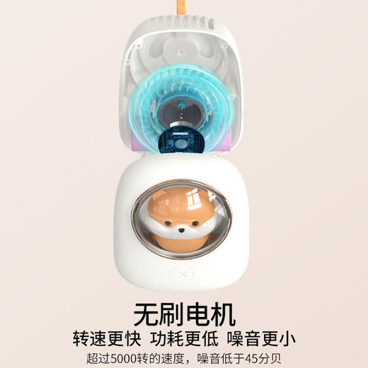 太空舱挂脖小风扇便携随身儿童迷你可爱usb手持夜灯萌宠挂式风扇 商品图6