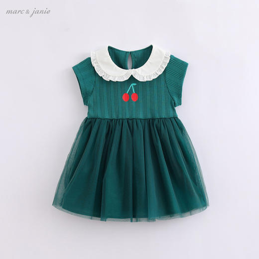 马克珍妮夏装新款 女童针织短袖连衣裙 儿童网纱裙子220735 商品图0
