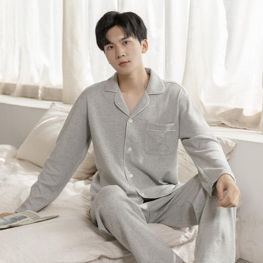 老米优品 / 可配情侣款《M*JI风无印天竺棉家居服套装》纯色家居服睡衣，长袖简约家居服，男款女款！ 商品图5