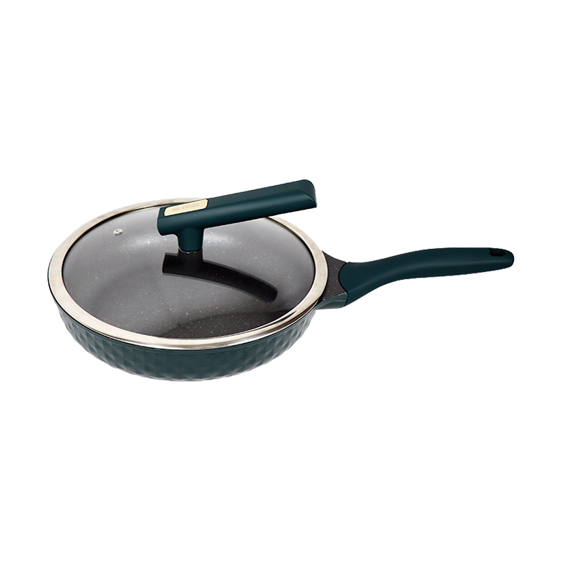 不粘锅，少油烟 | 赛巴迪家用28CM平底煎炒锅麦饭石不粘锅燃气电磁炉通用