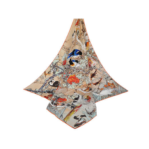 艶 湘绣 手工刺绣 真丝大方巾 丝巾 商品图0