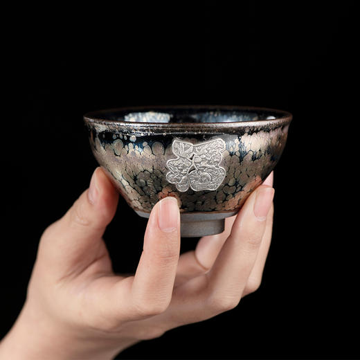 《福上福》银盏福缘珍品 建盏经典釉色 择一封装 足银福字贴花品茗杯 茶器复古送礼佳品 商品图4