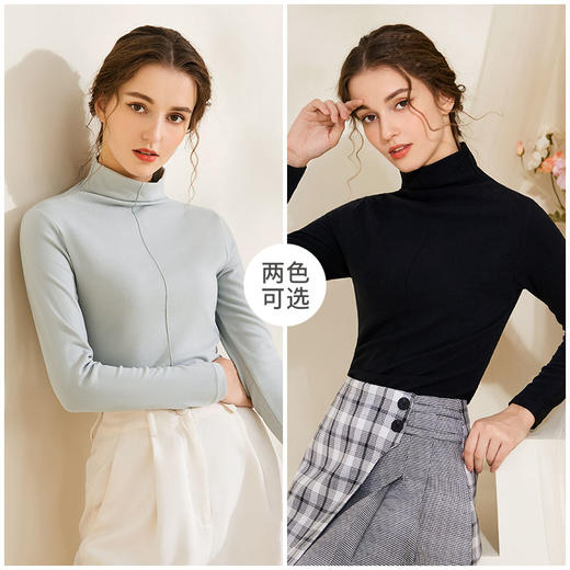 【奶盖打底衫-中厚】轻暖时代自在内外日光面料轻薄暖空气半高领显瘦优雅外衣版型内外皆宜_2135 商品图3