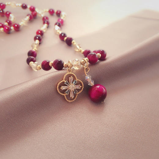 XWE-007SL370天然花朵旺夫石虎眼石手链女招财转运貔貅狐狸串珠手链闺蜜礼物 商品图2