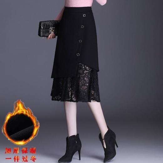 TZW-黑色鱼尾半身裙a字高腰蕾丝裙女 商品图4