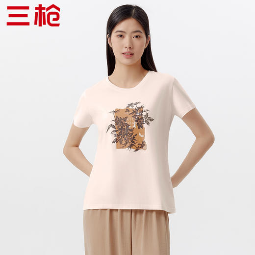 Threegun三枪 【水柔棉】圆领女士短袖T恤-23488A011 商品图5