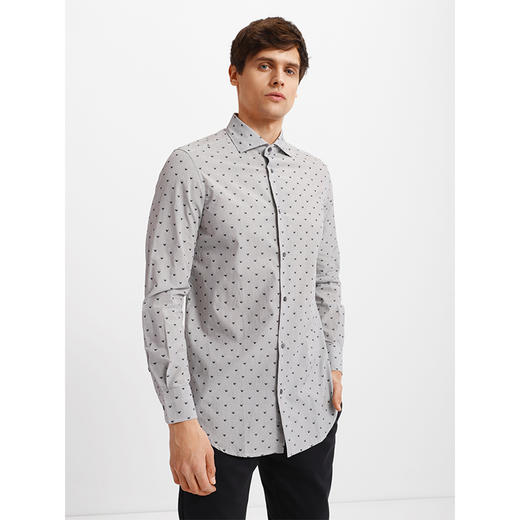 EMPORIO ARMANI 阿玛尼 男士长袖衬衫 浅灰 3L1C86 1NBSZ F136 商品图3