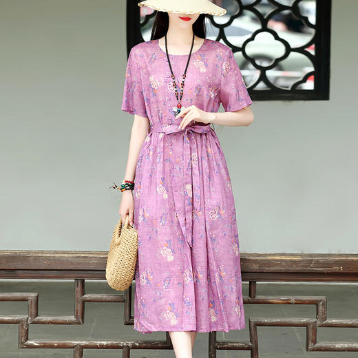 收腰显瘦，宽松棉麻妈妈装新款连衣裙HR-收腰显瘦HR-HXYS513 商品图2