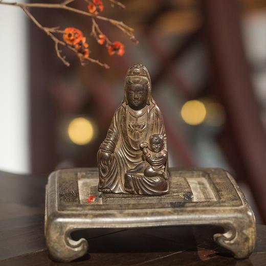 清 紫檀雕童子观音摆件 商品图0