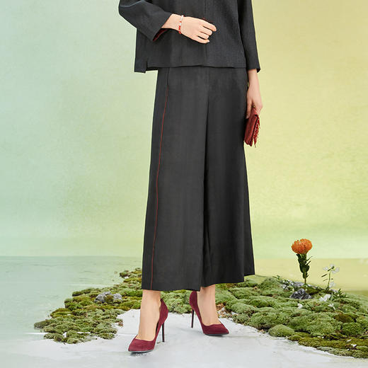 TANGY Collection/天意精品2022年春夏新品撞色线条莨绸直筒休闲裤 商品图1