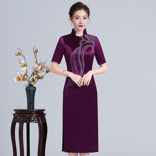 上海旗袍厂LHS-304婚宴装礼服年轻款结婚高贵修身改良旗袍春夏 商品图0