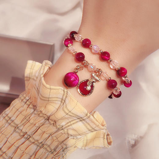 XWE-007SL370天然花朵旺夫石虎眼石手链女招财转运貔貅狐狸串珠手链闺蜜礼物 商品图6