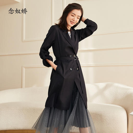 【商场同款】CNG2387 风衣中长款 百搭时尚优雅感系腰带  醋酸西服版风衣 商品图1