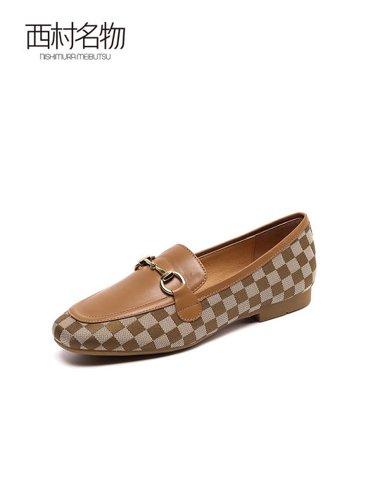 西村名物2022春季新款棋盘格马衔扣乐福鞋四季鞋软底小皮鞋X22AM19821 商品图2