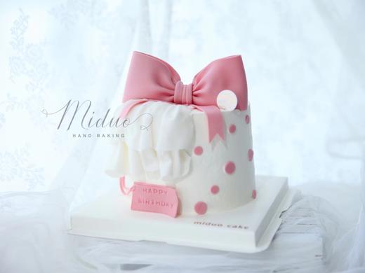 女生蛋糕 翻糖蝴蝶结 粉红色 甜美裙边 小红书网红款 商品图0