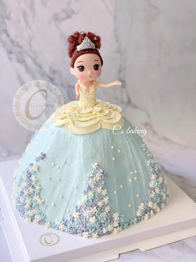 立体波浪裙摆公主/芭比公主 忌廉蛋糕（默认自提，收费配送请联系客服）