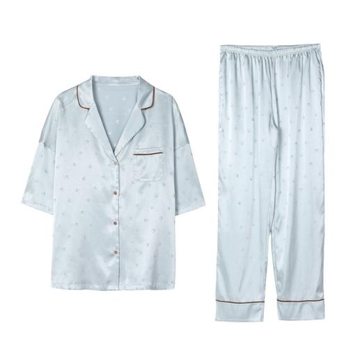 芬狄诗春夏猫印花冰丝睡衣女舒适家居服套装FL00182 商品图3