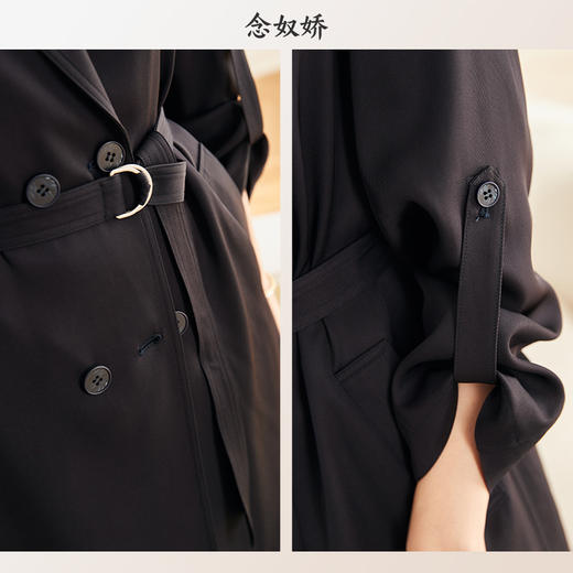 【商场同款】CNG2387 风衣中长款 百搭时尚优雅感系腰带  醋酸西服版风衣 商品图3