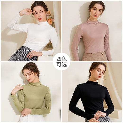 【奶盖打底衫-薄款】轻暖时代热科技打底空气半高领显瘦优雅简约版型气质加身打底外穿皆宜_2133 商品图5