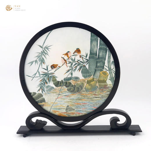 艷 湘绣 手工刺绣30cm双面绣石君原创中式摆件家居商务礼品 商品图4