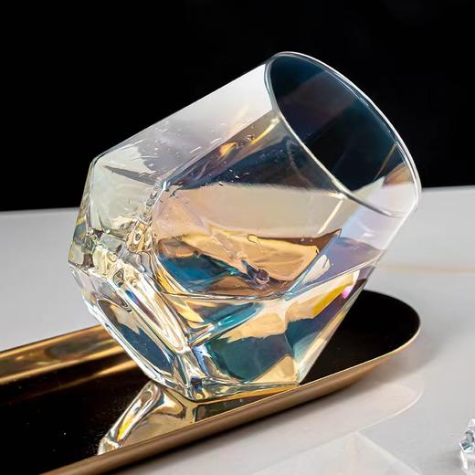 【2只/6只装】玻璃杯钻石网红ins水杯两件套/六件套六角杯菱形炫彩金边透明玻璃杯子 商品图2