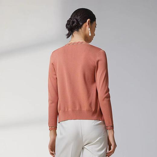 蓝地花边V领针织开衫BLWCZ060000 商品图3