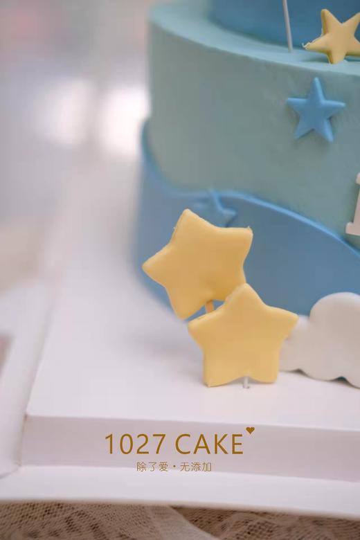 1027CAKE | 双层 蓝色系 翻糖小装饰  周岁蛋糕 小王子 商品图2