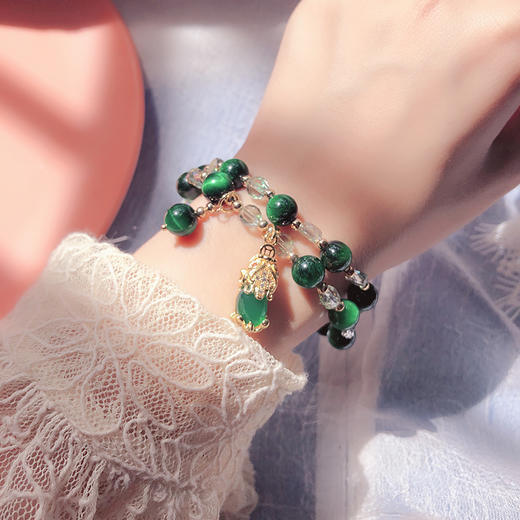 XWE-007SL370天然花朵旺夫石虎眼石手链女招财转运貔貅狐狸串珠手链闺蜜礼物 商品图3