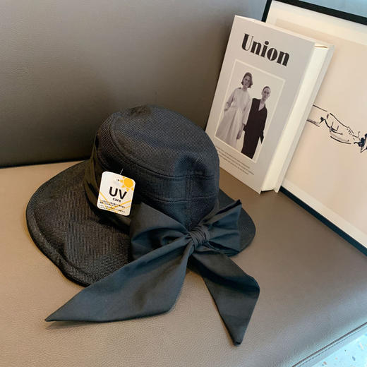 日单大檐棉麻遮阳帽子女出游防晒UV蝴蝶结渔夫帽女春夏季薄款百搭 商品图6