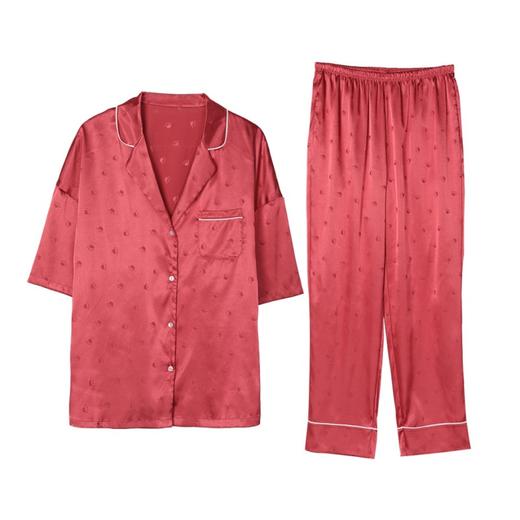 芬狄诗春夏猫印花冰丝睡衣女舒适家居服套装FL00182 商品图6