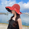 夏季黑胶遮阳帽女镂空草帽防紫外线大檐遮脸防晒扎马尾太阳渔夫帽 商品缩略图8