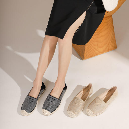 西村名物2022年春季新款百搭通勤编织水钻深口渔夫鞋女单鞋T22AM19851 商品图1