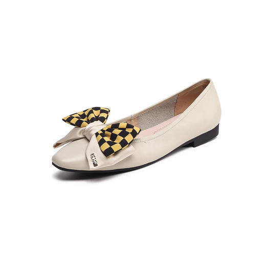 西村名物2022年春季新款棋盘格饰扣浅口女单鞋平底时装鞋T22AE19291 商品图2