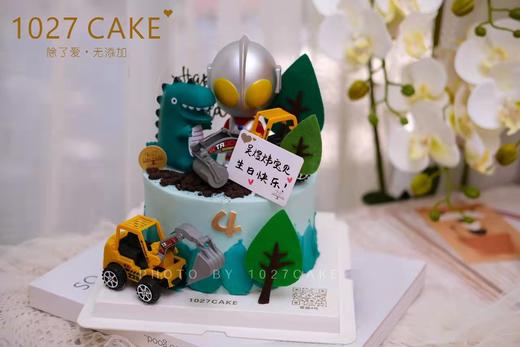 1027CAKE | 奥特曼和小怪兽 挖土机工程车主题 商品图0