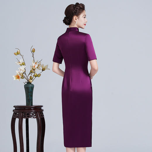 上海旗袍厂LHS-304婚宴装礼服年轻款结婚高贵修身改良旗袍春夏 商品图3