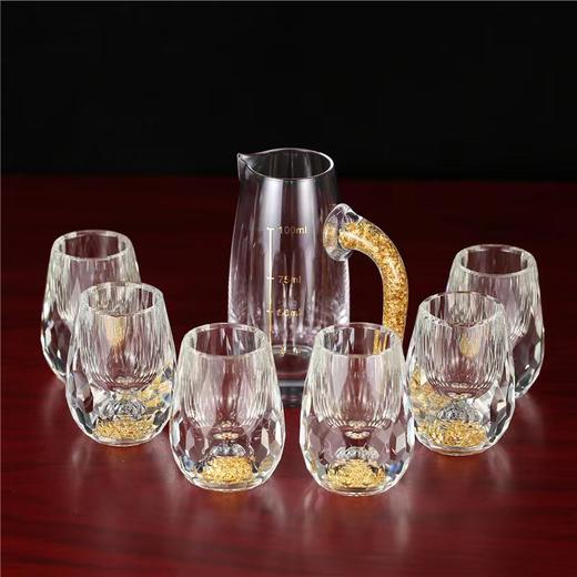 【创意钻石面金箔白酒杯子】家用水晶玻璃分酒器烈酒杯一口杯 商品图2