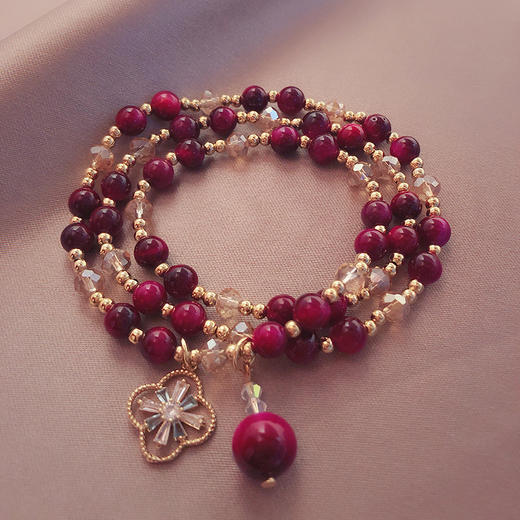 XWE-007SL370天然花朵旺夫石虎眼石手链女招财转运貔貅狐狸串珠手链闺蜜礼物 商品图1