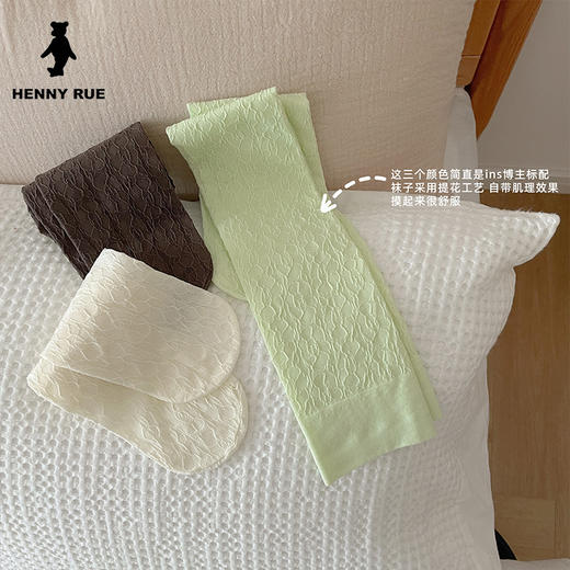 「HENNY RUE 春夏款」女袜软糯立体花朵提花小腿女袜配饰 商品图0