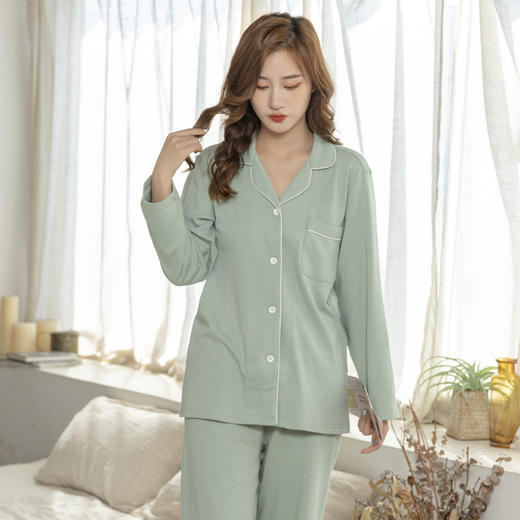 老米优品 / 可配情侣款《M*JI风无印天竺棉家居服套装》纯色家居服睡衣，长袖简约家居服，男款女款！ 商品图3