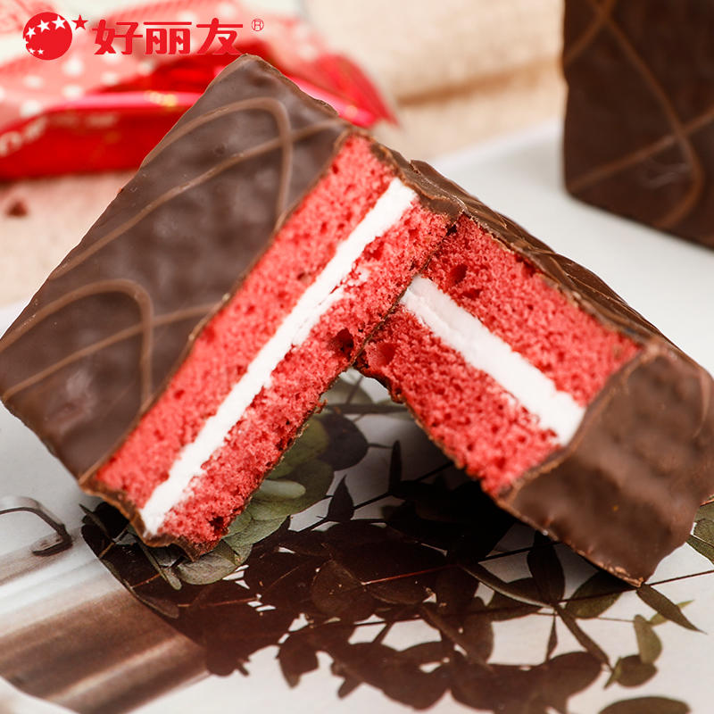 【特价】好丽友q蒂多层蛋糕 红丝绒莓莓味6枚盒装