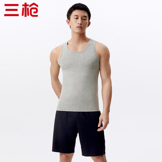 Threegun三枪 【高支新疆长绒棉】男士无袖背心打底衫-30611A211 商品图2