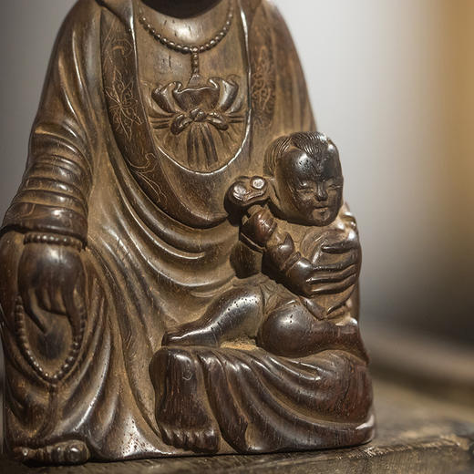 清 紫檀雕童子观音摆件 商品图2