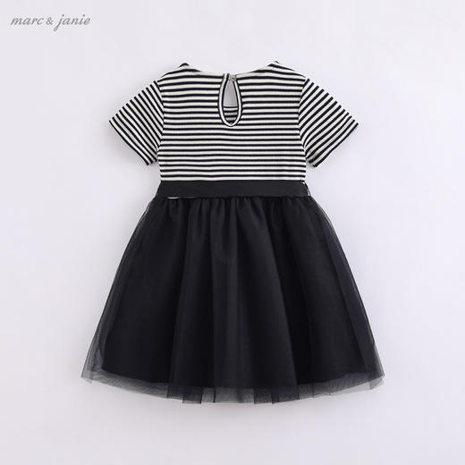 马克珍妮夏装新款 女童条纹短袖连衣裙 儿童网纱裙子220897 商品图1